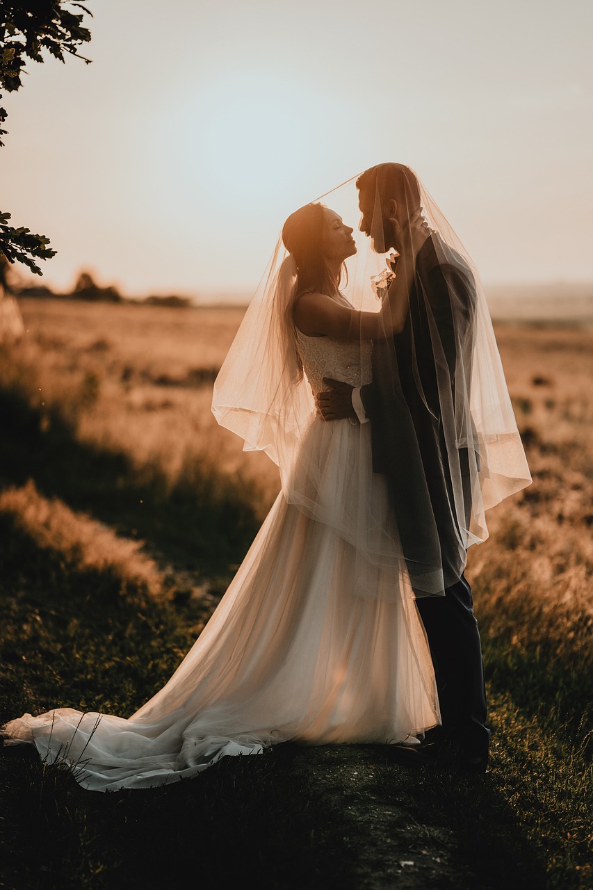 Wedding photo session of the bride and groom